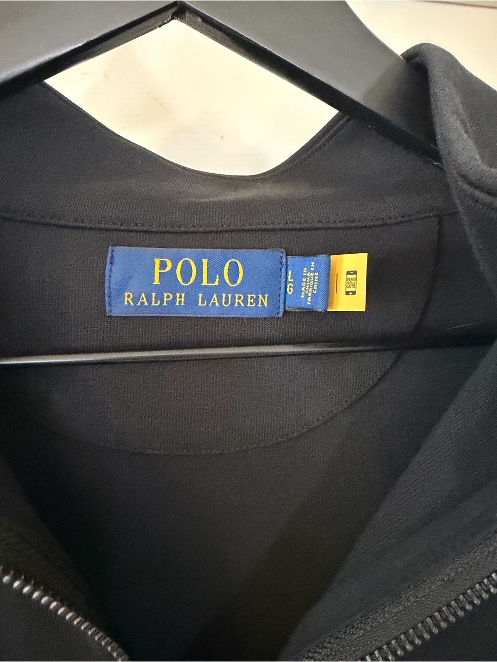 Polo Ralph Lauren Black Quarter-Zip Sweater with Contrast Pony Sz L - Picture 3 of 5